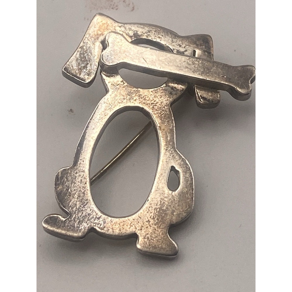 Far-fetched Dog With A Bone Sterling Pin Brooch 925 Mexico